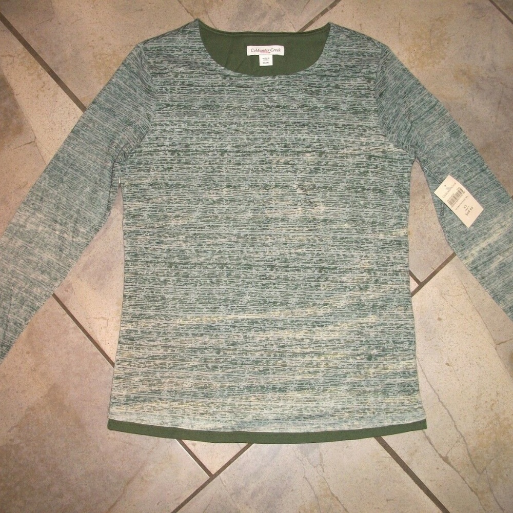 Coldwater Creek Green Burnout Long Sleeve Top XS 4